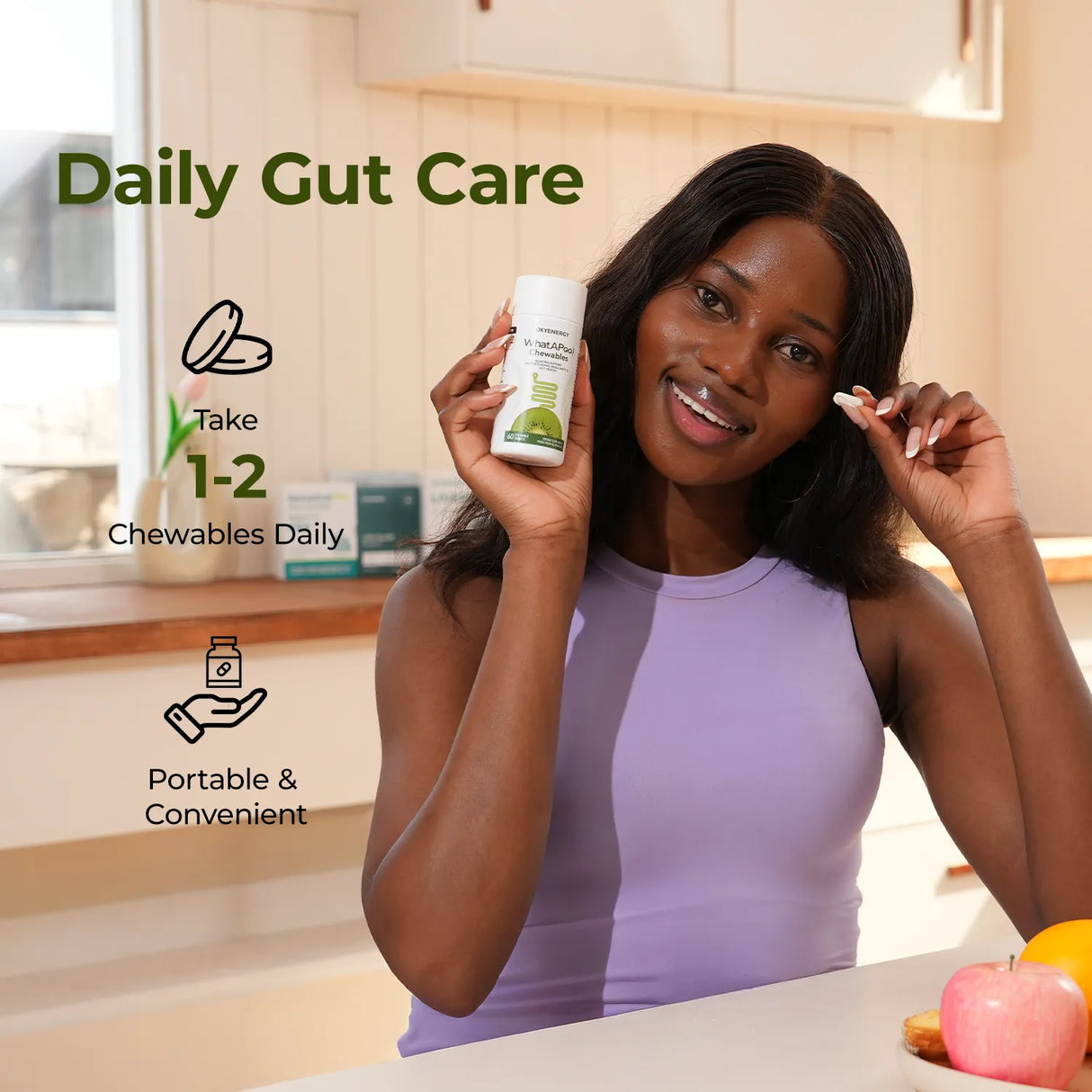 WhatAPoo! Chewables | Gentle Daily Gut Support & Regularity with Actazin® Kiwi & Postbiotics, Clinically Proven