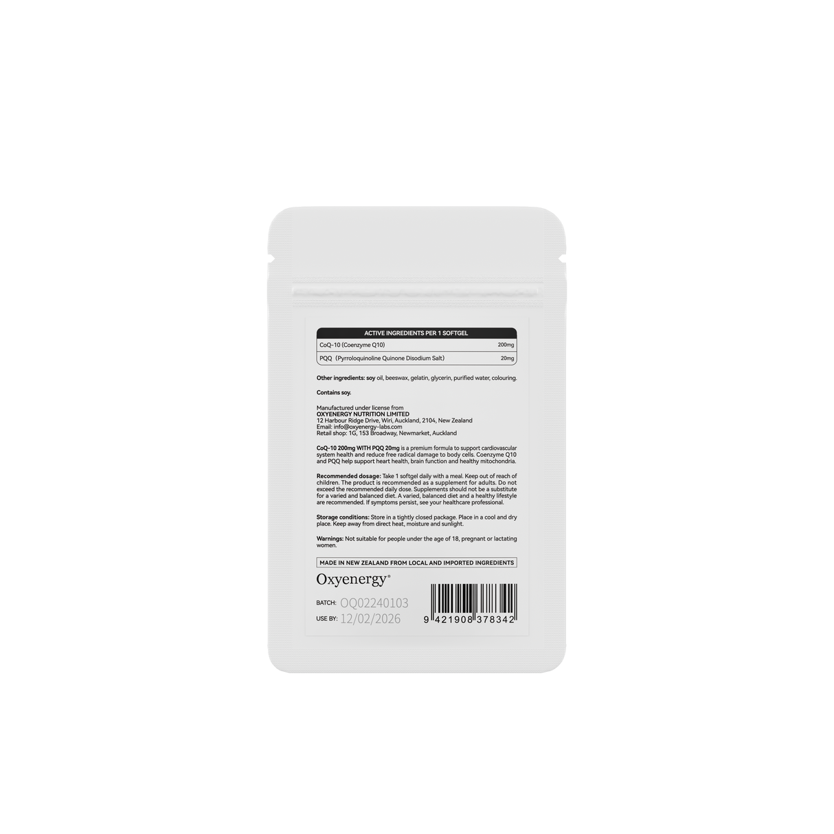 CoQ-10 200mg with PQQ 20mg Sachet - Trial Pack