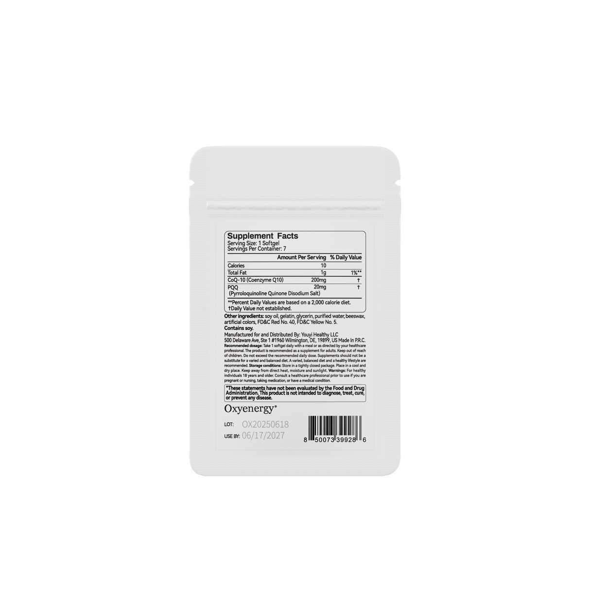 CoQ-10 200mg With PQQ 20mg Sachet - Trial Pack