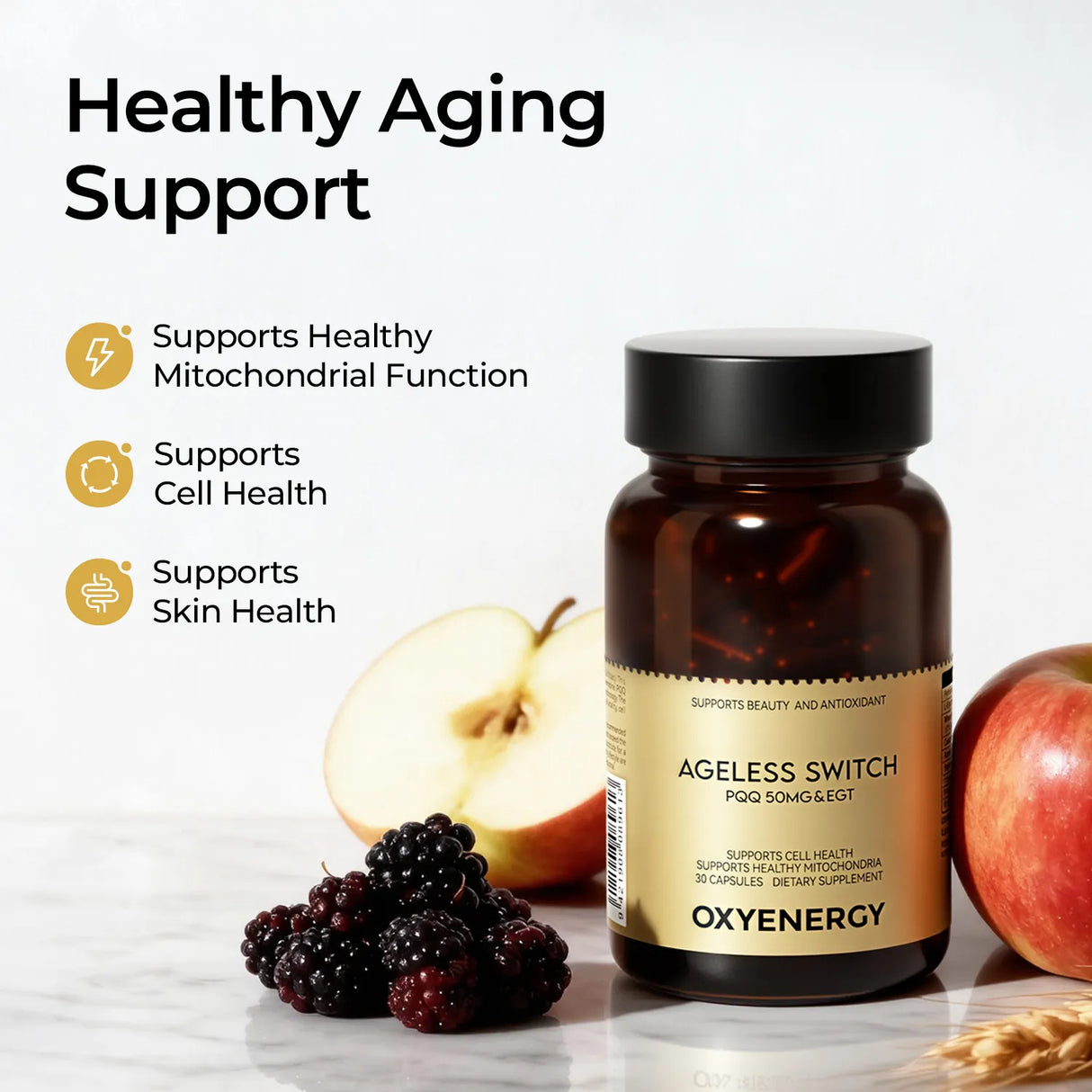 Ageless Switch PQQ 50MG&EGT Cellular Health & Ageing Support